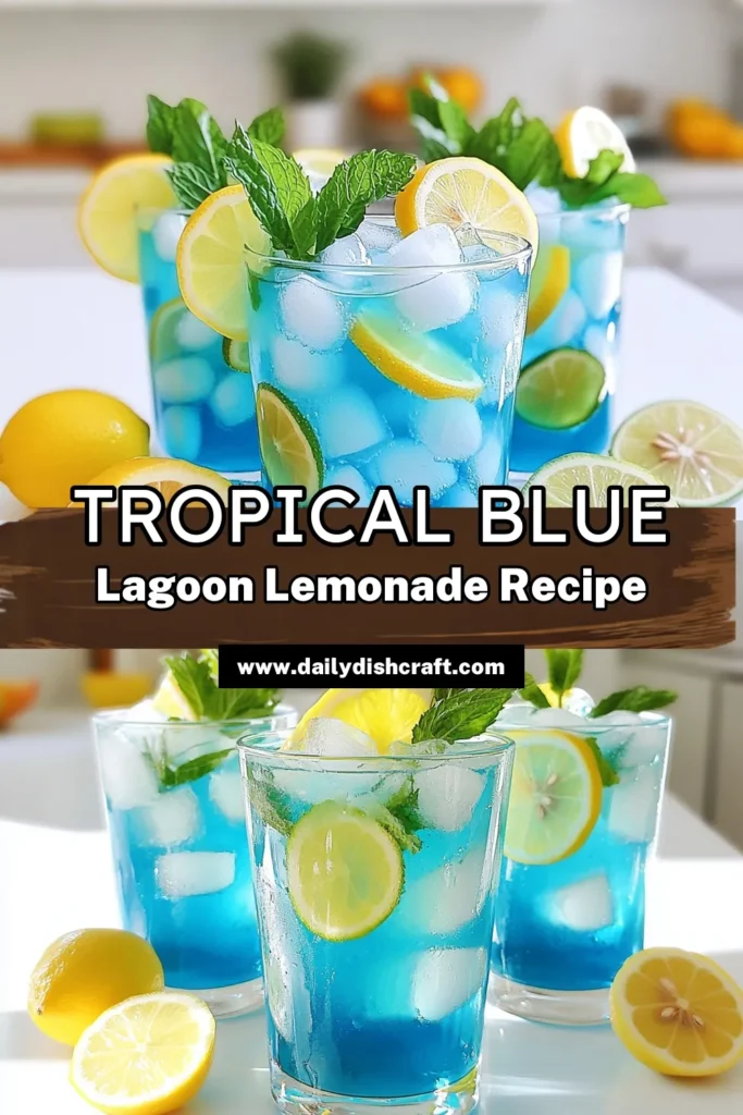 Beat the heat with this refreshing Blue Lagoon Tropical Lemonade! Bursting with zesty lemon flavor and a stunning blue hue, this easy recipe combines fresh lemon juice, coconut water, and sparkling fizz for a perfect summer sip. Ready in just 10 minutes, it's perfect for parties or a getaway vibe at home. Don’t miss out on the tropical delight—click through to discover how to make your own! #TropicalDrink #SummerLemonade #RefreshingDrinks #EasyRecipes