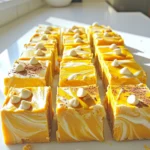 To make No Bake White Chocolate Pumpkin Fudge, you need a few simple items. Here’s what you will need: - 1 cup pumpkin puree (canned or freshly made) - 2 cups white chocolate chips - 1 cup sweetened condensed milk - 1 teaspoon pure vanilla extract - 1 teaspoon pumpkin pie spice - 1/2 teaspoon fine sea salt - 1 cup chopped pecans or walnuts (optional) - Additional white chocolate chips for decoration (optional) These ingredients come together to create a rich and creamy treat. The pumpkin puree gives the fudge a lovely autumn flavor. The white chocolate adds sweetness, while the sweetened condensed milk makes it smooth and creamy. Adding vanilla and pumpkin pie spice brings warmth and depth to the taste. If you like a bit of crunch, include nuts. They add texture and make the fudge even more delightful. You can also top it with more white chocolate chips for a sweet finish. Enjoy the process of gathering these ingredients, as it sets the stage for a fun cooking experience! Start by taking a medium saucepan. Set it on low heat. Add 2 cups of white chocolate chips and 1 cup of sweetened condensed milk. Stir the mixture well. Keep stirring to prevent burning. You want it to melt smoothly. Once the chocolate is melted, take it off the heat. Now, add 1 cup of pumpkin puree, 1 teaspoon of pure vanilla extract, and 1 teaspoon of pumpkin pie spice. Mix it all together until smooth. If you love nuts, fold in 1 cup of chopped pecans or walnuts for added crunch. Now, prepare your baking dish. Line an 8x8 inch dish with parchment paper. Leave some paper hanging over the edges for easy lifting later. Pour the fudge mixture into the dish. Use a spatula to spread it evenly. For extra sweetness, sprinkle additional white chocolate chips on top. Gently press them down. Cover with plastic wrap or foil and chill in the fridge for at least 4 hours. Once firm, lift it out using the parchment paper. Cut it into squares or rectangles for serving. To make great fudge, keep your heat low. This helps the white chocolate melt without burning. If you burn it, the fudge will taste bad. Stir the mixture often while it heats. This keeps the chocolate smooth and helps it blend well with the other ingredients. Nuts add a nice crunch to the fudge. I love using pecans or walnuts. They give a rich flavor and texture. When choosing nuts, look for fresh ones without any bad smells. Toasting them lightly can enhance their taste. Just chop them up before adding to the fudge. How you serve the fudge matters! For a fun look, place the fudge on a nice platter. Sprinkling a bit of pumpkin pie spice on top adds flavor and style. You can also decorate the platter with mini-pumpkins or colorful leaves. This gives a cozy autumn feel to your dessert table. {{image_4}} You can easily change the flavor of your fudge. Adding spices like cinnamon or nutmeg gives it a warm taste. Just a pinch can make a big difference. You can also use flavored white chocolate. Try vanilla or caramel white chocolate for a fun twist. Want to make it vegan? Use dairy-free white chocolate and coconut milk instead of sweetened condensed milk. It’s simple and just as tasty. For a healthier option, look for sugar-free white chocolate. This way, you can enjoy your fudge without the extra sugar. The beauty of fudge is how customizable it is. You can add dried fruit, like cranberries or cherries, for a sweet burst. If you love texture, try adding mini marshmallows or more nuts. For toppings, sprinkle some sea salt or drizzle extra white chocolate on top. These little changes can elevate your fudge to a whole new level. To keep your fudge fresh, you should store it in the fridge. Place the fudge in an airtight container. This keeps moisture out and helps maintain its texture. You can also layer parchment paper between the fudge pieces to prevent sticking. If you want to freeze the fudge, wrap it tightly in plastic wrap. Then, place it in a freezer-safe bag. This helps it last longer and keeps it safe from freezer burn. The fudge will stay fresh in the fridge for about two weeks. If you freeze it, it can last up to three months. Always check for signs of spoilage. Look for changes in color or texture. If the fudge smells off or has a strange taste, it’s best to toss it. Enjoy your sweet treat while it’s fresh! Yes, you can use fresh pumpkin. Just cook and puree it first. Fresh pumpkin adds a bright flavor. Make sure it is smooth for the best texture. The fudge is ready when it feels firm to the touch. It should not be sticky. You can also test it by cutting a small piece; it should hold its shape well. Yes, you can make this fudge ahead of time. It stays fresh in the fridge for about a week. You can also freeze it for longer storage. You can use coconut milk for a dairy-free option. Another choice is to mix milk and sugar. Just simmer them until it thickens. Yes, you can swap white chocolate for dark chocolate. This will give the fudge a richer flavor. Just keep in mind that it will taste different. In this blog post, we explored making delicious pumpkin white chocolate fudge. We listed the key ingredients and shared step-by-step instructions. I offered tips for a smooth texture and great presentation. We also covered variations to suit different diets and tastes. Finally, we discussed how to store the fudge properly. As you make this treat, remember to have fun. Customize it to fit your friends and family. Enjoy your time in the kitchen!