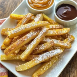 To make these tasty apple fries, you need the following: - 2 large apples (preferably Granny Smith or Honeycrisp), cored and sliced into fry-shaped pieces - 1 cup all-purpose flour - 2 large eggs, beaten until smooth - 1 cup panko breadcrumbs - 1 teaspoon ground cinnamon - 1 teaspoon granulated sugar - &frac12; teaspoon sea salt - Cooking spray to ensure crispiness I love using Granny Smith and Honeycrisp apples for this recipe. They have a nice tartness and hold their shape well when cooked. Other great options include Fuji and Gala apples. These varieties add a sweet touch and a crisp bite, which makes every fry taste amazing. You can switch things up with different coatings. Try crushed cornflakes for a crunchier texture. If you want a healthier option, use whole wheat flour instead of all-purpose flour. For a fun twist, add cocoa powder or chopped nuts to the panko crumbs. This way, you can create unique flavors while keeping it fun! {{ingredient_image_2}} First, set your air fryer to 375&deg;F (190&deg;C). Preheating is key. It ensures even cooking and helps the fries get crispy. Allow it to heat for about 5 minutes. Now, gather three shallow bowls. Fill the first bowl with 1 cup of all-purpose flour. In the second, place 2 beaten eggs. Finally, mix 1 cup of panko breadcrumbs with 1 teaspoon of cinnamon, 1 teaspoon of sugar, and &frac12; teaspoon of sea salt in the third bowl. This setup is simple and makes coating easy. Take your apple slices and dip each one into the flour. Make sure to coat it well. Shake off the extra flour to avoid clumps. Next, dip the floured apple into the egg mixture. Let any extra egg drip back into the bowl. Finally, roll the apple in the panko mix. Press down a bit to help the crumbs stick. This coating gives the fries a nice crunch. Place the coated apple fries in a single layer in the air fryer basket. Lightly spray the tops with cooking spray. This helps them get even crispier. Cook the apple fries for 12-15 minutes. Flip them halfway through to ensure even browning. When they turn golden brown, they are ready. Carefully take them out and let them cool for a moment before serving. To make your apple fries crispy, use panko breadcrumbs. They create a light and crunchy texture. Always spray the tops with cooking spray before cooking. This helps the fries brown nicely. Preheating the air fryer to 375&deg;F (190&deg;C) is key. It ensures even cooking and great crunch. Flipping the apple fries halfway through cooking helps them cook evenly. Use tongs to turn them gently. This way, you avoid breaking the fries. Aim for a golden color on all sides. Keep an eye on them; cooking times can vary. Serve your apple fries warm for the best taste. Place them on a colorful plate to make them pop. A light dusting of powdered sugar adds a nice touch. Pair them with caramel or chocolate sauce for dipping. For extra flavor, sprinkle cinnamon on top. These tips make the snack even more fun! Pro Tips Choose the Right Apples: Opt for tart apples like Granny Smith for a balanced flavor or sweet varieties like Honeycrisp for a sweeter treat. Ensure Even Cooking: Flip the apple fries halfway through cooking to achieve a uniform golden brown and crispiness on all sides. Experiment with Flavors: Add different spices, such as nutmeg or ginger, to the breadcrumb mixture for unique flavor profiles. Serve Immediately: For the best texture and flavor, serve the apple fries right after cooking while they are still warm and crispy. {{image_4}} To add a fun twist, try a cinnamon sugar mix. Before you coat the apple fries in panko, mix one tablespoon of cinnamon with two tablespoons of sugar. This blend gives the fries a sweet, warm flavor. It&rsquo;s perfect for those cozy days when you want a bit of comfort food. Just sprinkle the mix over the apple fries after they come out of the air fryer for a tasty finish. For a crunchy bite, consider nuts or coconut. You can add chopped nuts like almonds or walnuts to the panko mix. This adds texture and flavor. If you love coconut, feel free to include shredded coconut too. Just mix it into the breadcrumbs before coating. This creates a tropical flair that makes your apple fries unique. You can pair your apple fries with healthy dips. A yogurt dip is a great choice. Mix plain yogurt with a little honey and a pinch of cinnamon for a creamy treat. You can also try a peanut butter dip. Just blend peanut butter with a splash of almond milk until smooth. Both options enhance the flavor without adding too much sugar. To store leftover apple fries, wait until they cool. Place them in an airtight container. Make sure to layer them between paper towels to absorb moisture. This helps keep them crisp. Store in the fridge for up to three days. To reheat your apple fries, use the air fryer for best results. Preheat the air fryer to 350&deg;F (175&deg;C). Place the fries in a single layer. Heat for about 5-7 minutes until they are warm and crispy. You can also use an oven if preferred. Simply bake them at 350&deg;F (175&deg;C) for 10-15 minutes. You can freeze apple fries for later. After coating them, arrange the fries in a single layer on a baking sheet. Place the sheet in the freezer for about an hour. Once frozen, transfer them to a freezer bag. Remove as much air as possible. They can stay in the freezer for up to three months. When ready to cook, air fry them straight from the freezer. Just add a few extra minutes to the cooking time. Yes, you can use different apples. I suggest trying Fuji or Gala apples. They provide a sweet taste and hold their shape well. Avoid apples that are too soft, as they may turn mushy when cooked. You want your apple fries to stay crispy. Each type of apple changes the flavor and sweetness, so feel free to experiment! To make these apple fries gluten-free, simply swap the all-purpose flour with a gluten-free flour blend. Many brands offer good options that work well. You can also use gluten-free panko breadcrumbs to keep the crunch. Just check the labels to ensure the products are truly gluten-free. I love serving apple fries warm on a colorful plate. Dust them lightly with powdered sugar for a sweet touch. Pair them with a small bowl of caramel or chocolate sauce for dipping. You can also sprinkle a bit of cinnamon on top. This adds flavor and makes them look fancy. Get creative and enjoy! You learned how to make tasty apple fries step by step. We covered the best ingredients, coating options, and alternatives. I shared tips for crispiness and flipping, plus fun serving ideas. Variations, like adding cinnamon or nuts, can make it exciting. Lastly, I explained how to store and reheat your fries. Try making apple fries your way and enjoy them with friends!
