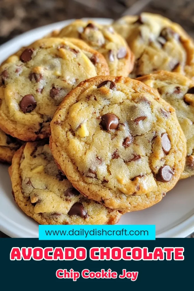 Discover the joy of baking with these avocado chocolate chip cookies! This healthy cookie recipe transforms ripe avocados into an irresistible avocado dessert. Perfect for vegans, these homemade chocolate chip cookies are soft, chewy, and packed with flavor. Enjoy a guilt-free treat that everyone will love! Try this recipe today and impress your friends! Save and share! #AvocadoDessert #VeganChocolateChipCookies #HealthyCookieRecipe #HomemadeCookies