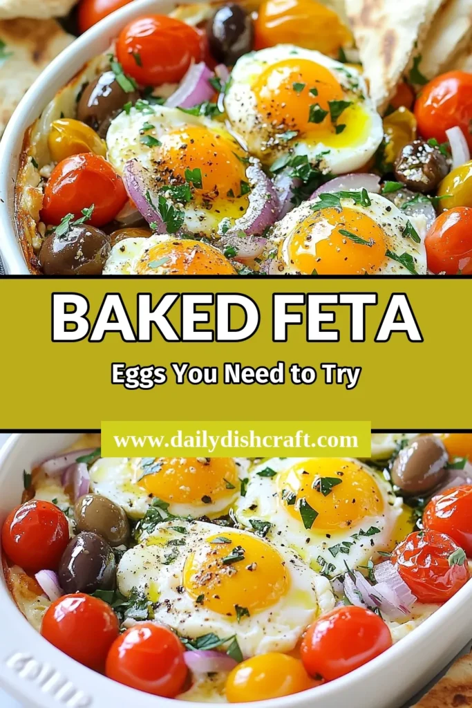 Discover the deliciousness of Mediterranean baked feta eggs, a perfect feta cheese recipe for a healthy breakfast! This easy Mediterranean brunch combines baked eggs with cherry tomatoes and Kalamata olives for a flavorful start to your day. In just 35 minutes, create a dish that's sure to impress. Ready to elevate your breakfast game? Save this recipe and enjoy a taste of the Mediterranean! #MediterraneanBreakfast #FetaCheeseRecipe #HealthyBrunch #BakedEggs