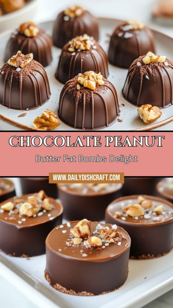 Indulge in these Keto Peanut Butter Chocolate Fat Bombs, the perfect low-carb dessert for your diet! This easy peanut butter chocolate recipe creates delicious, sugar-free snacks that satisfy your sweet tooth while keeping your healthy fat intake in check. In just an hour, you can enjoy these tasty keto fat bombs. Pin this recipe for a guilt-free treat you'll love! #KetoFatBombs #PeanutButterChocolate #SugarFreeSnacks #LowCarbDessert