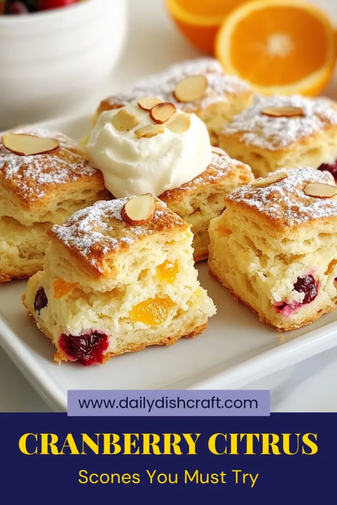 Indulge in these delicious cranberry citrus scones for a perfect morning treat. This easy scone recipe combines tart cranberries and zesty orange for homemade cranberry scones that are incredibly buttery and flavorful. Perfect for brunch or a cozy afternoon snack, these scones with orange zest are sure to impress. Try this fun baking project today! Save this recipe for your next baking adventure! #CranberryScones #SconeRecipe #HomemadeScones #BakingIdeas