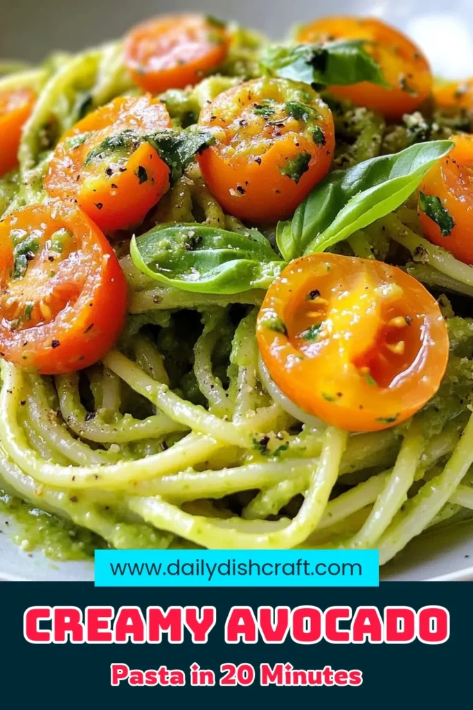 Craving a delicious and healthy meal? Try this creamy avocado pasta that combines rich flavors and nutrition! This easy avocado pasta uses ripe avocados to create a velvety vegan pasta sauce perfect for all occasions. With just a few simple ingredients, you can whip up this avocado spaghetti recipe in under 20 minutes. Save and share this flavorful dish and enjoy healthy avocado recipes today! #CreamyAvocadoPasta #EasyAvocadoPasta #VeganPastaSauce #HealthyRecipes