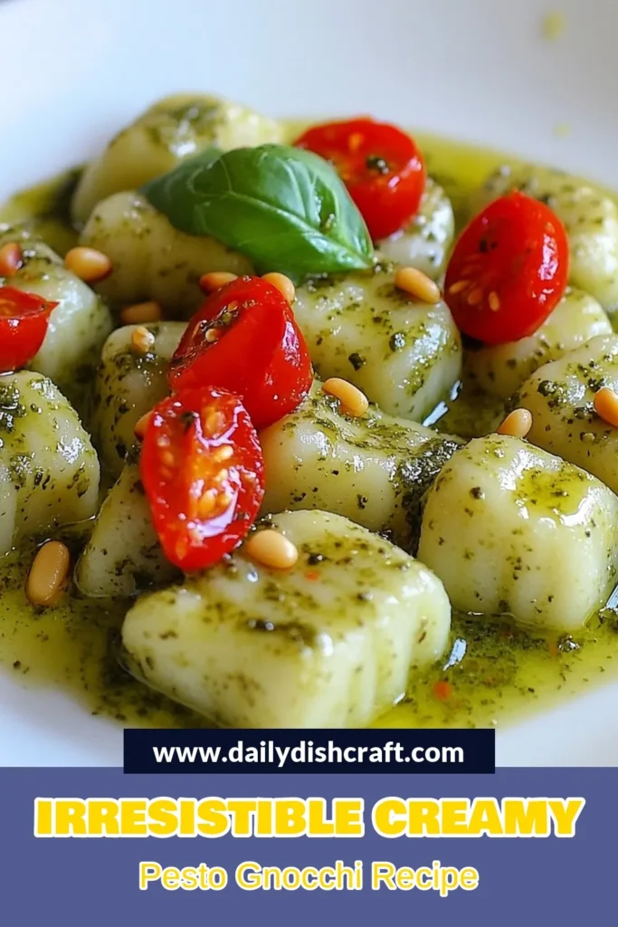 Looking for a delicious and quick dinner? Try this creamy pesto gnocchi recipe! This easy gnocchi with pesto sauce combines potato gnocchi with fresh basil and tangy Parmesan for a comforting creamy pesto pasta dish. Ideal for busy weeknights, this quick gnocchi dinner recipe takes just 20 minutes to make. Don&rsquo;t miss out on this flavorful meal; save it for your next dinner! #GnocchiRecipe #PestoLovers #EasyDinner #PastaNight