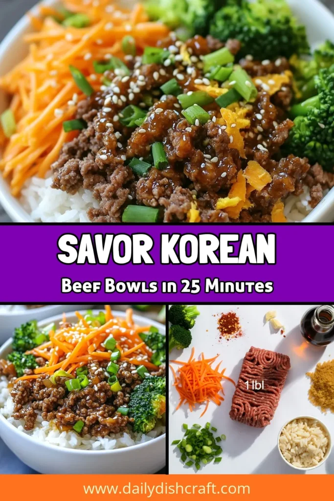 Savor the deliciousness of this Korean Ground Beef Bowl Recipe, featuring tender ground beef paired with rice, vibrant veggies, and rich flavors. This easy Korean recipe is perfect for busy nights and makes for an excellent Korean dinner idea! Ready in just 25 minutes, you&rsquo;ll impress your family with this Ground Beef Rice Bowl. Click to discover the full recipe and get inspired! #KoreanBeefBowl #EasyKoreanRecipe #DinnerIdeas #GroundBeefRiceBowl