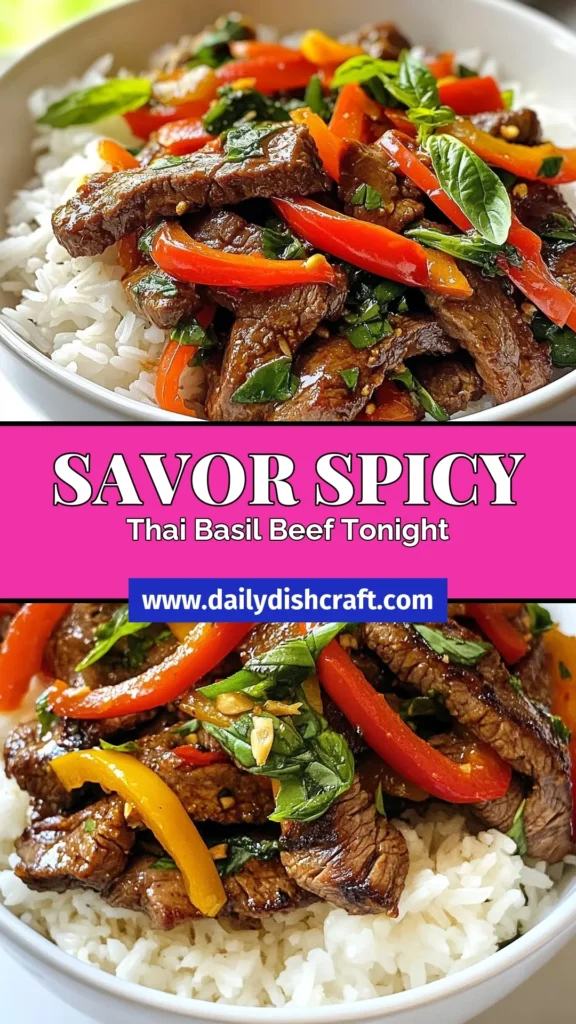 Discover the deliciousness of Spicy Thai Basil Beef with this easy Thai beef stir-fry recipe! Perfectly tender flank steak is paired with vibrant peppers and aromatic Thai basil, making this spicy Asian beef dish a must-try. In just 30 minutes, you can whip up this flavorful Thai basil beef recipe that's sure to impress family and friends. Save this recipe for a quick weeknight dinner! #SpicyThaiBasilBeef #ThaiBeefRecipe #FlankSteakRecipes #StirFryRecipe