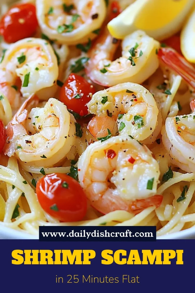Indulge in this irresistible garlic butter shrimp scampi, the ultimate easy shrimp scampi recipe that will elevate your dinner game. This quick seafood dinner pairs perfectly with garlic shrimp linguine, making it a delicious shrimp pasta recipe you can't resist. In just 25 minutes, whip up a flavorful meal that's sure to impress. Save this recipe for your next dinner night! #GarlicButterShrimpScampi #ShrimpPastaRecipe #QuickSeafoodDinner #EasyShrimpScampi