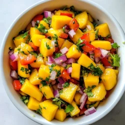 - 1 ripe mango, diced into small cubes - 1 small habanero pepper, minced (adjust based on desired spiciness) - 1/2 medium red onion, finely chopped - 1/2 red bell pepper, diced - 1 garlic clove, minced - 2 tablespoons fresh cilantro, chopped - Juice of 1 lime (about 2 tablespoons) - Salt, to taste Mango habanero salsa bursts with flavors. The ripe mango adds sweetness. The habanero brings heat. It's all about balance. I choose a ripe mango for its juicy flesh. Make sure it’s not too firm. The sweetness from the mango sets a nice base. The habanero pepper is spicy. I often remove seeds to tone down the heat. This step helps if you want a milder salsa. Chop the red onion finely. It adds a crunchy texture. The red bell pepper adds color and sweetness. Mincing garlic adds depth to the salsa. Fresh cilantro brings a fresh taste. The lime juice brightens everything up. Salt is key for flavor. Start with a pinch. You can always add more later. This mix of ingredients makes a fresh and vibrant salsa. It’s perfect for chips or as a topping. {{ingredient_image_2}} - Peel the ripe mango with a sharp knife. - Cut the flesh away from the pit. - Dice it into small cubes. - Transfer the diced mango into a large mixing bowl. - Take one small habanero pepper. - If you want less heat, remove the seeds. - Mince the habanero finely. - Add the minced habanero to the mixing bowl. - Finely chop half a medium red onion. - Dice half a red bell pepper. - Add both to the bowl with mango and habanero. - Mince one garlic clove. - Add the minced garlic to the bowl. - Incorporate two tablespoons of fresh cilantro. - Squeeze the juice of one lime over the ingredients. - This adds a bright zing to the salsa. - Gently toss all the ingredients together. - Ensure they are well mixed and coated. - Sprinkle salt over the salsa to taste. - Cover the bowl with plastic wrap. - Let the salsa sit for at least 15 minutes. - This resting time helps the flavors meld together. If you want less heat, you can use less habanero. Start with half a pepper. Remove the seeds to lower the spice. For milder heat, try jalapeños or serrano peppers instead. They add flavor without too much kick. This salsa pairs well with grilled chicken and fish. It adds a fresh twist to tacos and burritos. Use it as a dip with tortilla chips for fun snacking. You can also mix it into salads for extra taste. For garnishing, sprinkle fresh cilantro on top. You can serve it in a colorful bowl to catch the eye. Consider adding lime wedges on the side for extra zest. This makes the dish look vibrant and inviting. Pro Tips Choose the Right Mango: Make sure to select a ripe mango that gives slightly when pressed. This ensures sweetness and a juicy texture in your salsa. Adjust the Heat: If you're unsure about the spice level, start with half of the habanero and taste the salsa before adding more. You can always add heat but can't take it away! Fresh Ingredients Matter: Use fresh cilantro and lime juice for the best flavor. The freshness enhances the overall taste and brightness of the salsa. Let It Marinate: Allowing the salsa to rest for at least 15 minutes lets the flavors meld together. For even better taste, consider letting it sit in the fridge for an hour. {{image_4}} You can switch out mango for other fruits. Pineapple adds a sweet and tangy twist. Peach also works well, giving a soft, juicy feel. Both options create a fun and fresh salsa. Feel free to try these fruits based on your taste. If you want less heat, use jalapeños or serrano peppers. These peppers provide a milder spice. Jalapeños give a nice flavor without being too hot. Serranos add a bit more heat than jalapeños, but they are still manageable. Adjust the amount based on how spicy you like your salsa. Want to add even more flavor? Try mixing in other fruits or herbs. You can create a mango-tomatillo salsa for a fun twist. Tomatillos bring a tangy taste that pairs well with mango. Fresh herbs like basil or mint can also brighten the salsa. Get creative to find your perfect flavor! Mango habanero salsa stays fresh in the fridge for about 3 to 5 days. Store it in an airtight container. This helps keep the flavors locked in. If you see any liquid at the bottom, just stir it back in before serving. To freeze salsa, pour it into a freezer-safe container. Leave some space at the top for expansion. It can last for up to 3 months in the freezer. Just remember, freezing may change the texture a bit. When you're ready to use it, thaw the salsa in the fridge overnight. If it looks watery, drain a bit before serving. You can also add fresh lime juice or cilantro after thawing to boost the flavor. Enjoy your salsa with chips or on tacos! Yes, you can make mango habanero salsa ahead. It tastes even better after resting. I recommend making it a few hours or a day before serving. This allows the flavors to blend well. Just store it in the fridge in a sealed container. Mango habanero salsa is great with many dishes. Here are some ideas: - Tortilla chips - Grilled chicken - Fish tacos - Shrimp - Tacos or burritos This salsa adds a fresh twist to any meal. Yes, you can skip cilantro if you don’t like it. Try using fresh parsley or basil instead. This will still give your salsa a bright taste without the cilantro flavor. You can find mango habanero salsa in many grocery stores. Look in the salsa aisle or the international foods section. Some local markets may also sell homemade versions. If you want a specific brand, check online. Mango habanero salsa is spicier than most salsas. Habanero peppers have a heat rating of 100,000 to 350,000 Scoville units. This is much hotter than jalapeños or regular salsa. If you prefer less spice, use less habanero or remove the seeds. This blog post covered how to make mango habanero salsa, step-by-step. You learned about the ingredients and how to mix them for the best taste. Remember that you can adjust the heat to fit your liking. Try adding different fruits or herbs for new flavors. Enjoy your salsa with various dishes, or as a topping. Storing it properly will keep it fresh longer. Now, it's time for you to make this tasty salsa and impress your friends!