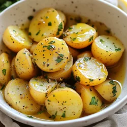 - 2 pounds baby potatoes, halved - 1/4 cup extra-virgin olive oil - Juice of 2 large fresh lemons - 4 cloves garlic, minced - 1 tablespoon dried oregano - 1 cup vegetable broth or chicken broth - Fresh parsley, chopped (for garnish) The main ingredients for Greek Lemon Potatoes are simple. Baby potatoes are perfect for their small size and creamy texture. The extra-virgin olive oil adds richness and depth. Fresh lemons give the dish its signature zest and tang. Garlic brings a savory note, while dried oregano adds an earthy flavor. You can enhance the dish with optional ingredients. Vegetable or chicken broth adds moisture and flavor. Fresh parsley not only looks nice but also adds a fresh touch. Together, these ingredients create a bright, flavorful side dish that pairs well with many meals. {{ingredient_image_2}} - Preheat your oven to 400&deg;F (200&deg;C). This heat is perfect for roasting. - Gather your ingredients. You need: - 2 pounds baby potatoes, halved - 1/4 cup extra-virgin olive oil - 4 cloves garlic, minced - Juice of 2 large fresh lemons - Zest of 1 lemon - 1 tablespoon dried oregano - 1 teaspoon salt - 1/2 teaspoon freshly ground black pepper - 1 cup vegetable or chicken broth - Fresh parsley, chopped (for garnish) - In a large bowl, combine olive oil, minced garlic, lemon juice, lemon zest, dried oregano, salt, and pepper. - Whisk all the ingredients together well. You want a smooth, tasty mix. - Add the halved baby potatoes to the bowl. Toss them gently in the marinade. Make sure each piece is coated. - Transfer the marinated potatoes into a large baking dish. Spread them out in a single layer. - Carefully pour the vegetable or chicken broth over the potatoes. This adds moisture and flavor. - Cover the baking dish with aluminum foil. Place it in your preheated oven and bake for 30 minutes. - After 30 minutes, remove the foil. Stir the potatoes well to coat them again. - Return the dish to the oven, uncovered. Bake for another 25-30 minutes. Look for golden brown and fork-tender potatoes. - Once roasted, take them out of the oven. Let them rest for a few minutes. This helps the flavors blend. - Before serving, sprinkle with freshly chopped parsley. This adds color and freshness. Enjoy! To make roasted potatoes great, coat them well. Start by mixing the olive oil, garlic, lemon juice, zest, oregano, salt, and pepper. Toss halved potatoes in this mix until each piece shines. Marinating is key. Let them sit for at least 30 minutes. This helps the flavors soak in deep. Fresh herbs can boost taste. Instead of dried oregano, use fresh if you can find it. Chop some parsley to add at the end. Taste as you go. You can adjust the salt and pepper to your liking. Each bite should burst with flavor. Serving can make a meal special. You can serve the potatoes in the baking dish for a rustic look. For a more polished take, use a large platter. Drizzle a little olive oil on top. Add lemon wedges around the dish for color. These tips make your Greek Lemon Potatoes not just tasty but also beautiful. Pro Tips Use Fresh Ingredients: For the best flavor, opt for fresh lemons and high-quality extra-virgin olive oil. Fresh ingredients enhance the overall taste of the dish. Adjust Cooking Time: Depending on the size of your baby potatoes, you may need to adjust the cooking time. Check for doneness by piercing them with a fork; they should be tender. Experiment with Herbs: While oregano is traditional, feel free to experiment with other herbs like thyme or rosemary for a different flavor profile. Perfectly Crispy Potatoes: For extra crispy potatoes, broil them for a few minutes at the end of the cooking time. Just keep a close eye on them to prevent burning. {{image_4}} You can use fresh herbs instead of dried ones. Fresh oregano, rosemary, or thyme adds bright flavors. Chop them finely and mix them into the marinade. Fresh herbs give a vibrant taste that dried herbs can&rsquo;t match. You can add other root vegetables to your dish. Carrots, beets, or sweet potatoes work well. They bring different textures and flavors. You can also serve the potatoes with roasted proteins like chicken or lamb. The flavors blend well and make a complete meal. To give your potatoes a unique twist, add spices. Paprika or cumin can enhance the flavor profile. If you like cheese, adding feta gives a creamy texture. Crumble it over the potatoes right before serving. This adds a salty kick and makes the dish even more delicious. To store leftovers, let the Greek Lemon Potatoes cool to room temperature. Place them in an airtight container. This keeps them fresh and tasty. You can store them in the fridge for up to 4 days. If you want them to last longer, you can freeze them. Just remember, freezing can change their texture. To reheat, the oven is the best choice. Preheat your oven to 350&deg;F (175&deg;C). Spread the potatoes on a baking sheet. Bake for about 15-20 minutes or until hot. If you're in a hurry, you can use the microwave. Place the potatoes in a microwave-safe dish. Heat for 2-3 minutes, stirring halfway. Either method will give you warm and delicious potatoes again. I recommend using baby potatoes for this dish. They are small, tender, and cook evenly. You can also use Yukon Gold or red potatoes. These types hold their shape well and soak up the flavors nicely. Yes, you can prepare Greek Lemon Potatoes ahead of time. You can marinate them a few hours before roasting. Store them in the fridge until you are ready to bake. This helps the flavors develop even more. To make more servings, simply double the ingredients. Use four pounds of baby potatoes and adjust the amounts of olive oil and broth. Ensure you use a larger baking dish to hold all the potatoes. This keeps them from crowding, which is key for roasting. If you need alternatives, you can use low-sodium broth for less salt. For vegan options, skip the chicken broth and use vegetable broth. You can also swap fresh herbs if you have allergies. Just keep the key flavors in mind. This blog post covered how to make tasty Greek Lemon Potatoes. We explored key ingredients like baby potatoes, olive oil, and garlic. I provided steps for preparation, marinating, and baking. Tips for perfect potatoes included using fresh herbs and adjusting seasoning. Variations let you mix in other veggies or spices. Remember to store leftovers well and follow reheating tips. These potatoes can easily become a favorite dish at your table. Now, you have all the tools to create this delightful dish yourself.