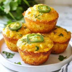 To make jalape&ntilde;o cheddar cornbread muffins, you need a mix of key ingredients. Each one plays a part in building flavor and texture. Here&rsquo;s what you will need: - 1 cup cornmeal - 1 cup all-purpose flour - 1 tablespoon baking powder - 1/2 teaspoon baking soda - 1/2 teaspoon salt - 1 cup buttermilk - 2 large eggs - 1/4 cup honey - 1/4 cup vegetable oil - 1 cup shredded sharp cheddar cheese - 2-3 fresh jalape&ntilde;os, finely chopped - 1/4 cup corn kernels - Optional: 1 tablespoon fresh cilantro, chopped Each ingredient adds its own magic. The cornmeal gives a great texture. The buttermilk keeps the muffins moist. Honey adds a touch of sweetness, balancing the heat from the jalape&ntilde;os. You can adjust how spicy your muffins are by changing the number of jalape&ntilde;os. For the best taste, use fresh ingredients. Fresh corn and jalape&ntilde;os will enhance the flavor. These muffins are not just easy to make; they are also packed with taste. I love these muffins for breakfast or as a side with chili. Enjoy making them! {{ingredient_image_2}} - Preheat your oven to 400&deg;F (200&deg;C). This ensures even baking. - Prepare a muffin tin by greasing it with non-stick spray or lining it with paper liners. This helps the muffins release easily. - In a large mixing bowl, combine 1 cup of cornmeal, 1 cup of all-purpose flour, 1 tablespoon of baking powder, 1/2 teaspoon of baking soda, and 1/2 teaspoon of salt. Stir well with a whisk for a smooth mix. - In a separate bowl, whisk together 1 cup of buttermilk, 2 large eggs, 1/4 cup of honey, and 1/4 cup of vegetable oil until smooth. This mixture adds moisture and flavor. - Carefully pour the wet mixture into the dry ingredients. Stir gently with a spatula until just combined. Overmixing can make the muffins tough. - Now, fold in 1 cup of shredded sharp cheddar cheese, 2-3 finely chopped jalape&ntilde;os, and 1/4 cup of corn kernels. Mix until they are evenly distributed. - Spoon the batter into the muffin tin, filling each cup about two-thirds full. This allows room for rising. - Bake in the preheated oven for 15-18 minutes. Check for doneness with a toothpick; it should come out clean. - After baking, let the muffins cool in the tin for about 5 minutes. This makes them easier to handle. Then, move them to a wire rack to cool completely. How to avoid overmixing To keep your muffins light, mix gently. Once you combine the wet and dry ingredients, stop stirring as soon as they come together. Overmixing makes the muffins tough. Achieving the perfect texture The right texture is key. Use a spatula to fold in the cheese, jalape&ntilde;os, and corn. This helps keep the batter airy and fluffy. Adjusting jalape&ntilde;o heat level Want it spicier? Add more chopped jalape&ntilde;os. If you prefer less heat, remove the seeds and ribs before chopping. This makes a big difference in spice level. Suggested spices to add Try adding smoked paprika or cumin for a flavor boost. A pinch of garlic powder can also enhance the taste without overpowering the cornbread. Ideal pairings with soups and stews These muffins pair well with chili, chicken soup, or a hearty vegetable stew. Their spice complements rich, savory dishes nicely. Storage and reheating tips Store leftovers in an airtight container at room temperature for up to three days. To reheat, place them in a warm oven for a few minutes. This helps restore their texture. Pro Tips Use Fresh Jalape&ntilde;os: For the best flavor and heat, opt for fresh jalape&ntilde;os. If you prefer milder muffins, remove the seeds and membranes before chopping. Experiment with Cheese: While sharp cheddar is delicious, try mixing in pepper jack or a smoked cheese for an extra flavor twist. Serve Warm: These muffins are best enjoyed warm right out of the oven. Reheat any leftovers for a few minutes in the oven to bring back their fresh-baked taste. Pair with Dips: Enhance your muffins by serving them with a side of spicy salsa or a creamy dip to complement the flavors. {{image_4}} If you want to make these muffins gluten-free, swap all-purpose flour for gluten-free flour. This mix works well and gives a nice texture. For a dairy-free option, you can use almond milk or oat milk instead of buttermilk. Just add a splash of vinegar to make it sour. You can also use a dairy-free cheese that melts well. To make your muffins even richer, add cooked bacon bits. This gives a smoky flavor that pairs nicely with jalape&ntilde;os and cheddar. If you want more veggies, add in some corn, bell peppers, or even spinach. These add color and nutrients. They also make the muffins more fun to eat. In spring, try adding zucchini or fresh herbs like basil. This keeps your muffins bright and fresh. During fall, consider adding pumpkin or butternut squash. These ingredients add a warm, sweet flavor that&rsquo;s perfect for the season. For special holidays, try adding cranberries or nuts. This gives a festive touch that everyone will love. To store your leftover jalape&ntilde;o cheddar cornbread muffins, place them in an airtight container. Keep them at room temperature for up to two days. If you like them warm, you can reheat them in the oven for a few minutes. This keeps the texture nice and fluffy. For long-term storage, you can freeze the muffins. Wrap each muffin tightly in plastic wrap. Place them in a freezer bag or airtight container. They can last up to three months in the freezer. When you want to eat them, just take them out and let them thaw at room temperature. To reheat frozen muffins, use the oven. Preheat it to 350&deg;F (175&deg;C). Place the muffins on a baking sheet and heat for about 10-15 minutes. This method helps restore their soft texture. You can also microwave them for about 30 seconds, but the oven is best for keeping them fluffy. Enjoy your tasty muffins! Store your muffins in an airtight container. This keeps them fresh. You can keep them at room temperature for up to three days. For longer storage, place them in the fridge. Just remember to let them cool completely first. Yes, you can make these muffins ahead of time. Bake and cool them fully. After that, store them in an airtight container. They stay fresh for a few days. You can also freeze them for up to three months. Just thaw them before serving. To make more servings, simply multiply the ingredients by the number you need. For example, if you want 24 muffins, double all the ingredients. Just remember to adjust your baking time. Check for doneness by inserting a toothpick. These muffins pair well with soups and stews. Try them with chili for a spicy kick. They also taste great with salads or grilled meats. Enjoy them as a snack or a side! You learned how to make jalape&ntilde;o cheddar cornbread muffins step by step. We covered the key ingredients, baking tips, and variations. Now you can enjoy these tasty muffins with soup or stew. Remember to store leftovers properly so they stay fresh. Experiment with different flavors or spices to make it your own. With these simple steps, you'll impress family and friends with your baking skills. Enjoy your cooking journey!