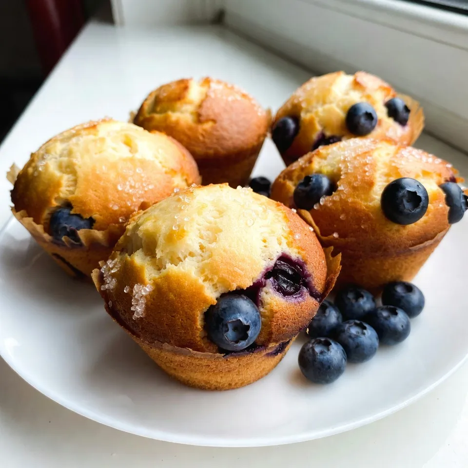 For these bakery-style blueberry muffins, we need a mix of dry and wet ingredients. - Dry Ingredients: - 2 cups all-purpose flour - 1 cup granulated sugar - 2 teaspoons baking powder - 1/2 teaspoon baking soda - 1/2 teaspoon salt These dry ingredients create the base. The flour gives structure. The sugar adds sweetness. Baking powder and baking soda help the muffins rise. Salt enhances flavor. - Wet Ingredients: - 1/2 cup unsalted butter, melted and slightly cooled - 1 large egg - 1 cup sour cream - 1 teaspoon vanilla extract The butter adds richness. The egg binds everything together. Sour cream keeps the muffins moist. Vanilla extract gives a warm flavor. - Additional Components: - 1 and 1/2 cups fresh blueberries (plus extra for topping) - Zest of 1 lemon - 1 tablespoon coarse sugar (for topping) Blueberries bring a burst of flavor. Lemon zest adds brightness. Coarse sugar on top gives a nice crunch. Together, these ingredients create a delicious treat. {{ingredient_image_2}} Set your oven to 375°F (190°C). This temperature ensures even baking. Prepare your muffin tin by using paper liners or greasing the cups with cooking spray. This helps the muffins release easily after baking. Mix the dry ingredients well. In a large bowl, combine 2 cups of flour, 1 cup of sugar, 2 teaspoons of baking powder, 1/2 teaspoon of baking soda, and 1/2 teaspoon of salt. Use a whisk to ensure everything is mixed thoroughly and evenly. This step is vital for a consistent muffin texture. In a separate bowl, combine the wet ingredients. Start with 1/2 cup of melted butter, 1 large egg, and 1 cup of sour cream. Add 1 teaspoon of vanilla extract and the zest of 1 lemon. Whisk until the mixture is smooth and creamy. This adds flavor and moisture to your muffins. Pour the wet mixture over the dry ingredients. Gently fold them together with a spatula. Be careful not to overmix; it's okay to have some lumps. Overmixing can lead to tough muffins. The goal is to combine the ingredients just until you don’t see any dry flour. Gently fold in 1 and 1/2 cups of fresh blueberries. This keeps the berries whole and juicy. Make sure they are evenly distributed in the batter. You can add a few extra blueberries on top for a nice look. Spoon the batter into the muffin tin. Fill each cup about 3/4 full to allow space for rising. Sprinkle a bit of coarse sugar on top for a sweet crunch. Bake in the preheated oven for 18-22 minutes. Check for doneness by inserting a toothpick; it should come out clean or with a few moist crumbs. Let the muffins cool in the pan for about 5 minutes. Then, transfer them to a wire rack to cool completely. This step prevents sogginess and keeps the muffins light. Enjoy your fresh blueberry muffins warm or at room temperature! To get that fluffy muffin texture, moisture is key. Here are some tips: - Use fresh ingredients. Fresh baking powder gives better rise. - Sour cream adds moisture and richness. Don’t skip it. - Don't overmix the batter. Mix just until combined for light muffins. Blueberries are the star of your muffins. Here’s how to maximize their taste: - Use fresh blueberries whenever possible. They taste better. - Toss blueberries in a little flour before adding them to the batter. This helps them stay suspended. - Add lemon zest for a bright burst of flavor. It complements the blueberries well. If you need to make changes, here are some great options: - Swap sour cream for plain yogurt. It works just as well. - Use coconut oil instead of butter for a dairy-free version. - Replace granulated sugar with brown sugar for a deeper flavor. These simple adjustments keep your muffins delicious and fun! Pro Tips Use Fresh Blueberries: For the best flavor and texture, always opt for fresh blueberries instead of frozen ones. They maintain their shape and provide a juicy burst in every bite. Don’t Overmix: When combining wet and dry ingredients, mix just until combined. Overmixing can lead to dense muffins, so a few lumps are okay. Cool Slightly Before Serving: Allow muffins to cool for a few minutes in the pan before transferring them to a wire rack. This helps them set and makes them easier to remove. Experiment with Flavors: Feel free to add spices like cinnamon or nutmeg, or replace some blueberries with other berries or nuts for a twist on the classic recipe. {{image_4}} You can easily add nuts or other fruits to your muffins. Consider walnuts or pecans for a nice crunch. Chop them into small pieces and fold them in with the blueberries. You can also swap blueberries for other fruits like raspberries or diced apples. Just make sure the fruits are fresh and not too watery, as that can affect the muffin texture. Want to change the flavor? You can add lemon or orange zest to the batter. This brightens the muffins and adds a nice twist. A teaspoon of cinnamon can also enhance the flavor. Just remember to keep the balance so the blueberry taste stays strong. You can even try mixing in some almond extract instead of vanilla for a unique taste. To make mini blueberry muffins, simply adjust the baking time. Fill a mini muffin tin with the batter, filling each cup about halfway. Bake them for 10-15 minutes instead of 18-22 minutes. They make great snacks and are perfect for kids. Plus, you can enjoy more of them without feeling guilty! To keep your blueberry muffins fresh at room temperature, store them in an airtight container. This helps to keep moisture in and prevents them from drying out. Place parchment paper between layers if you stack them. Avoid keeping them near direct sunlight or heat sources. Ideally, consume the muffins within three days for the best taste. For longer storage, you can freeze the muffins. Allow them to cool completely, then wrap each muffin tightly in plastic wrap. Place the wrapped muffins in a freezer bag or container. This method helps prevent freezer burn. When you want to enjoy a muffin, take one out and let it thaw at room temperature. You can also reheat it in the oven or microwave for a warm treat. Blueberry muffins can stay fresh for about 2 to 3 days at room temperature. If stored in the fridge, they can last up to a week. Freezing extends their life to about 3 months. Always check for any signs of spoilage before eating, especially if they have been stored for a while. Enjoy your muffins at their best! To stop blueberries from sinking, coat them in flour before adding them to the batter. This flour helps the blueberries stay suspended. Mix the blueberries in gently, so they don’t break. You can also fold them in at the end to keep them whole. Yes, you can use frozen blueberries. They work well in muffins. Just add them straight from the freezer. Do not thaw them first. Thawing can make them mushy. You may want to add a minute or two to your baking time. Dense muffins often result from overmixing the batter. When you mix too much, you develop gluten, making muffins tough. Another reason could be using too much flour. Be sure to measure flour correctly. Use a spoon to scoop it into the cup, then level it off. Check muffins after 18 minutes. Insert a toothpick into the center. If it comes out clean or with a few moist crumbs, they are done. Also, look for a golden-brown top. The muffins should spring back when gently pressed. This blog post walked you through making delicious blueberry muffins. We covered ingredients, step-by-step baking instructions, useful tips, and fun variations. Remember, the key is to mix wet and dry ingredients gently to keep muffins fluffy. You can add your twist with nuts or fruit, and store them properly to enjoy later. These muffins are simple and satisfying. Now it's time to bake and share with friends and family! Enjoy the fruits of your labor.