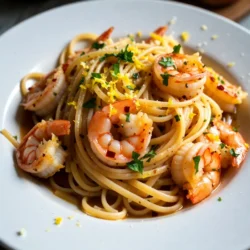 Here&rsquo;s what you need for Shrimp Scampi Linguine: - Linguine pasta: 12 oz - Large shrimp: 1 lb, peeled and deveined - Garlic: 4 cloves, finely minced - Unsalted butter: 1/4 cup - Extra virgin olive oil: 1/4 cup - Red pepper flakes: 1/2 teaspoon - Lemon: 1, zested and juiced - Fresh parsley: 1/4 cup, finely chopped - Salt and pepper: to taste - Grated Parmesan cheese: optional These ingredients make the dish rich and tasty. Use good-quality shrimp for the best flavor. Fresh garlic adds a nice aroma. The lemon zest brightens the dish, while red pepper flakes give it a spicy kick. You can adjust the heat by adding more or less red pepper. Having fresh parsley on hand gives a pop of color and freshness to the dish. If you like cheese, sprinkle some grated Parmesan on top when serving. Each ingredient plays a key role in making this dish special. {{ingredient_image_2}} Boiling the water is the first step. Fill a large pot with water and add a lot of salt. This step adds flavor to the pasta. Bring the water to a rolling boil before adding the linguine. You should cook the pasta for about 8-10 minutes. This time will give you al dente pasta, which means it will still have a nice bite. Before you drain the pasta, reserve 1 cup of that starchy pasta water. This water helps to create a great sauce later. Next, it's time to saut&eacute; the shrimp. Use a large skillet and set the heat to medium. Add the unsalted butter and olive oil. Wait until the butter melts, then add the minced garlic and red pepper flakes. Cook for about 1-2 minutes. You want the garlic to smell good but not burn. After the garlic is fragrant, add the shrimp to the skillet. Season with salt and pepper. Cook the shrimp for about 3-4 minutes. They should turn pink and opaque when they are done. Now, it&rsquo;s time to combine the pasta and shrimp. Gently add the drained linguine to the skillet with the shrimp. Toss everything together to make sure the pasta gets coated well. Start adding the reserved pasta water, beginning with half a cup. This step helps to adjust the sauce's thickness. Stir in the lemon zest and juice. This will add a fresh flavor. Mix for another 1-2 minutes to heat everything through. How do you know when shrimp are perfectly cooked? Look for their color. They should turn pink and opaque. This usually takes about 3-4 minutes on medium heat. If you see them turning gray, they need more time. You can also check their shape. Perfect shrimp curl into a C shape. If they form an O, they are overcooked. To avoid rubbery shrimp, stick to the cooking time. Overcooking makes shrimp tough. Always cook them just until they are pink. If you follow this, you'll have tender shrimp every time. How can you balance spice levels? Adjust the red pepper flakes to fit your taste. Start with 1/2 teaspoon. You can always add more later if you want more heat. This method helps you control the spice without overpowering the dish. Why is it important to use fresh parsley? Fresh herbs add bright flavor. Dried parsley lacks the same punch. Fresh parsley gives the dish a vibrant look and taste. Always chop it finely before adding it to the dish for the best result. What are some good plating techniques? Twirl the pasta using a fork for a nice nest. Place it in the center of the plate. This method creates a lovely presentation. You can also sprinkle fresh parsley on top for color. What sides go well with Shrimp Scampi Linguine? A simple salad pairs nicely. You can also serve garlic bread for a classic touch. Both options complement the flavors in the dish and add to the meal. Pro Tips Perfect Pasta Texture: Ensure you cook the linguine until it's al dente for the best texture. This prevents the pasta from becoming mushy when combined with the sauce. Fresh Shrimp Flavor: Use the freshest shrimp you can find. Fresh shrimp will have a subtle sweetness that frozen shrimp may lack. Adjusting Spice Levels: If you prefer a milder dish, consider reducing the red pepper flakes or omitting them altogether. You can always add a dash of hot sauce later if needed! Garnish for Presentation: A sprinkle of fresh parsley not only adds a pop of color but also enhances the dish's flavor. A wedge of lemon on the side can brighten the flavors even more! {{image_4}} You can make Shrimp Scampi Linguine fit your needs. First, try whole grain or gluten-free pasta. These options give you a healthier twist without losing flavor. They provide good texture and nutrients. If you want to swap the shrimp, consider using scallops or chicken. Both options cook quickly and pair well with the sauce. Scallops add a sweet touch, while chicken offers a mild flavor. For added flavor, try incorporating cherry tomatoes. They burst with sweetness and add a pop of color. Toss them in during the last few minutes of cooking to keep them fresh. Another great option is to use white wine. It brings depth and richness to the sauce. Just add a splash after saut&eacute;ing the garlic and shrimp. Let it simmer for a minute to cook off the alcohol. If you love heat, adjust the red pepper flakes to your liking. Start with a little and add more as you taste. This way, you control the spice level. For an even spicier kick, add jalape&ntilde;os. Slice them thin and toss them in with the shrimp. This will take your dish to a whole new level of heat and flavor! To store Shrimp Scampi Linguine, first let it cool. Use airtight containers for best results. This helps keep the flavors fresh. Store leftovers in the fridge. They will last for up to three days. Make sure to label the container with the date. When it&rsquo;s time to enjoy leftovers, you want to reheat them well. For the microwave, place the pasta in a bowl. Add a splash of water. Cover it to keep moisture in. Heat in short bursts, stirring often. This helps avoid dry pasta. For stovetop reheating, use a pan over low heat. Add a bit of olive oil or butter. Stir the pasta gently until warmed. This method keeps the shrimp tender and tasty. Can you freeze Shrimp Scampi Linguine? Yes, but it&rsquo;s best to freeze it without the shrimp. Cook the pasta and sauce, then cool them. Place them in freezer-safe bags. Squeeze out extra air before sealing. You can freeze it for up to two months. To reheat, thaw overnight in the fridge. Then, gently warm it in a pan. Add fresh shrimp if you like. This keeps your meal fresh and flavorful. Making Shrimp Scampi Linguine is quick and easy. The prep time takes about 10 minutes. Cooking the dish takes around 15 minutes. In total, you need about 25 minutes from start to finish. If you have a shellfish allergy, you can use chicken or tofu. Both options work well. For seafood lovers, scallops are a great choice. You can also try using firm white fish, like cod or halibut. Yes, you can make this dish ahead of time. Cook the pasta and shrimp, then store them separately. Keep the pasta in an airtight container in the fridge for up to three days. When ready to eat, reheat in a skillet. Add a splash of water to keep it moist. This blog post covered all you need to make great Shrimp Scampi Linguine. We talked about ingredients, step-by-step cooking, and tips for perfect results. Remember to use fresh herbs for the best taste and be careful not to overcook the shrimp. You can get creative with variations and store leftovers easily. Enjoy making this dish and share it with loved ones! Perfect food brings joy and good times around the table. Happy cooking!
