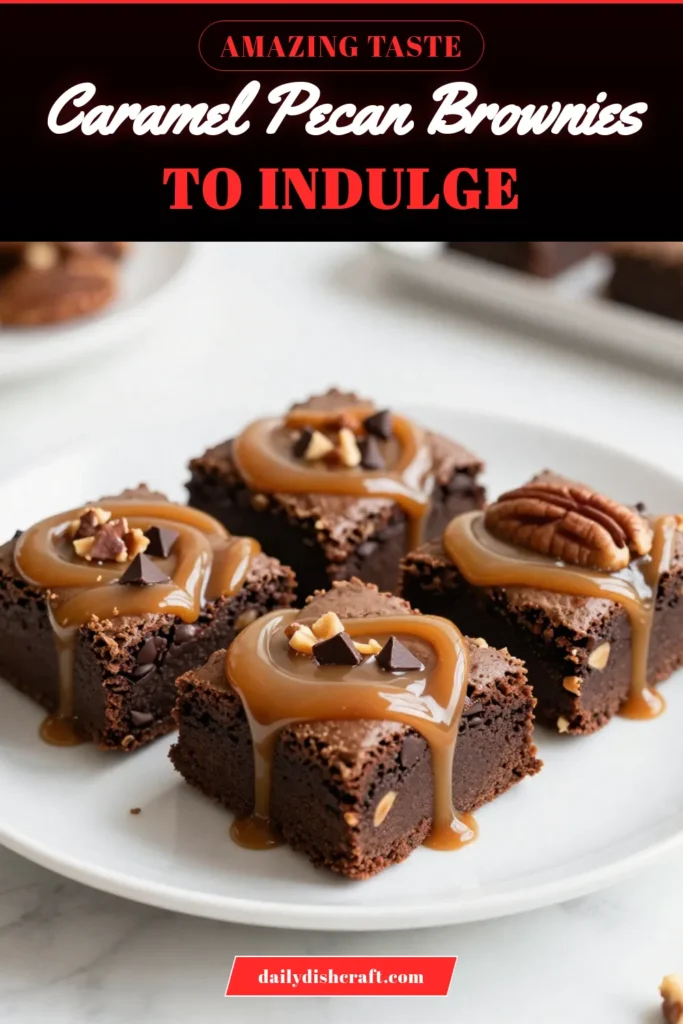 Indulge in these decadent caramel pecan turtle brownies that blend fudgy caramel brownies with rich chocolate and crunchy pecans. This easy turtle brownie recipe is perfect for chocolate lovers and makes for irresistible homemade caramel brownie bars. Enjoy the perfect balance of flavors and textures with every bite. Bake a batch today and impress your friends! Save this chocolate pecan dessert recipe for your next occasion! #BrownieRecipes #DessertLovers #ChocolateDelight #EasyBaking