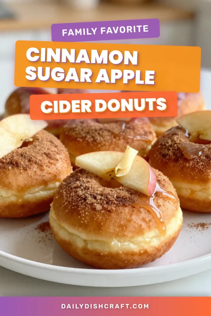Indulge in the delightful flavors of fall with these spiced apple cider donuts. This baked apple donuts recipe combines the rich taste of apple cider and a sprinkle of cinnamon sugar for irresistible sweet treats. Perfect for autumn gatherings, these cinnamon sugar donuts are an easy, crowd-pleasing snack. Make your apple cider donut recipe today and savor the deliciousness! Save this recipe for your next fall baking adventure! #FallBakedTreats #AppleCiderDonuts #CinnamonSugar #BakedDonuts