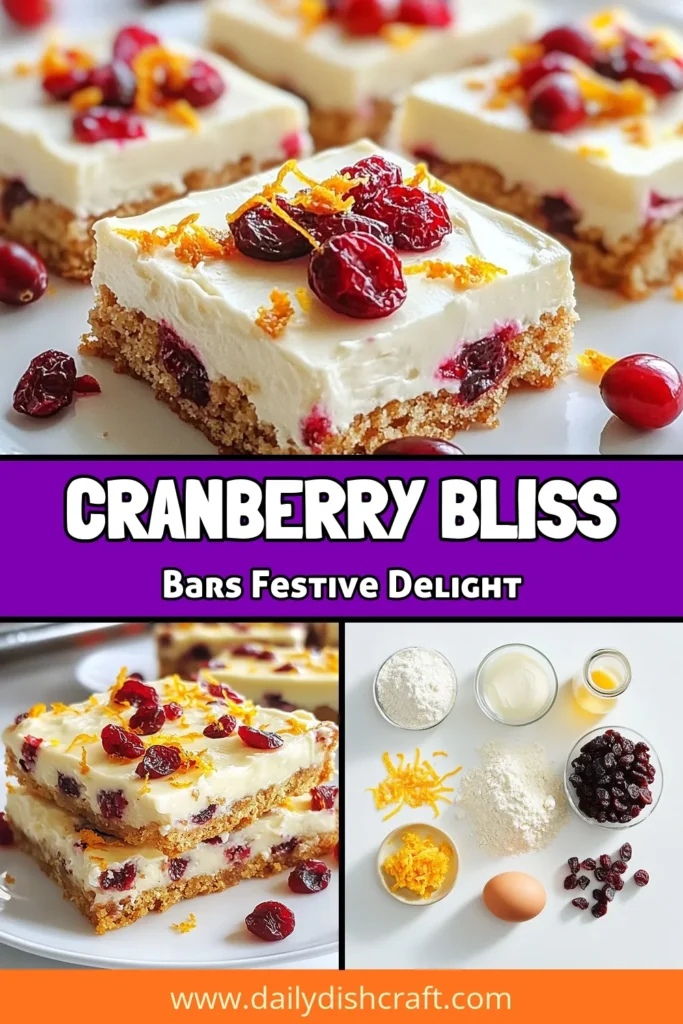 Indulge in the deliciousness of our Cranberry Bliss Bars recipe, the ultimate holiday dessert! These white chocolate cranberry bars are topped with a creamy cream cheese frosting, making them the perfect festive cranberry treats for any gathering. Impress your guests with this easy recipe that brings a burst of flavor to the holiday season. Don&rsquo;t miss out&mdash;try this delightful dessert today! #CranberryBlissBars #HolidayDessertRecipes #FestiveTreats #BakingDelights