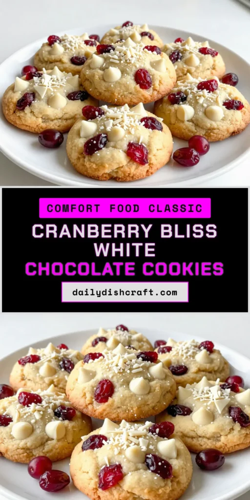Indulge in the festive flavors of these White Chocolate Cranberry Cookies! This easy baking recipe will have you whipping up soft, chewy cookies that are perfect for holiday gatherings. Made with creamy white chocolate and tart cranberries, they&rsquo;re a delightful addition to your holiday cookie recipes. Get ready to impress friends and family with this simple yet delicious white chocolate dessert idea. Try this recipe today! #WhiteChocolateCranberryCookies #HolidayBaking #EasyRecipes #DessertIdeas
