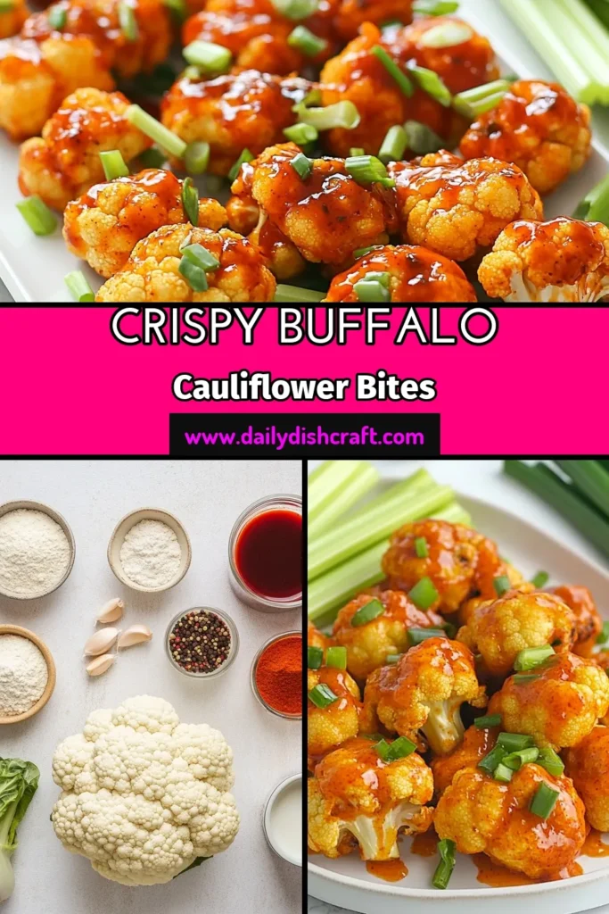 Looking for a tasty twist on game day snacks? Try these spicy buffalo cauliflower wings! This air fryer cauliflower recipe is an easy way to enjoy crispy cauliflower snacks that are vegan and packed with flavor. Perfect as healthy appetizer recipes, these crispy bites are sure to please everyone. Make your next gathering unforgettable with this simple dish! Click to discover how to make them! #VeganRecipes #HealthySnacks #BuffaloCauliflower #Appetizers