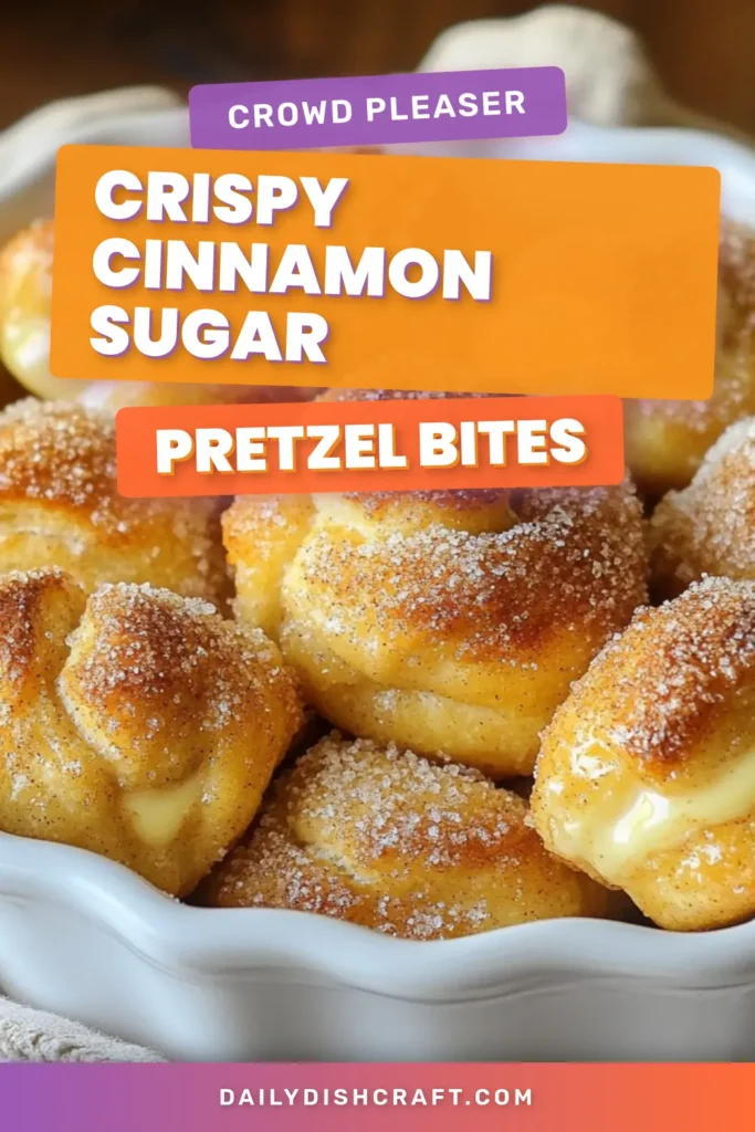 Indulge in the ultimate treat with these delightful cinnamon sugar pretzel bites! This easy homemade pretzel bites recipe transforms simple ingredients into sweet cinnamon pretzels perfect for dessert. In just about 1.5 hours, you can enjoy soft pretzel bites dessert that everyone will love. Perfect for sharing or snacking, these bites are sure to impress. Try this recipe today and bring warmth to your kitchen! #CinnamonSugarPretzelBites #EasyPretzelBites #HomemadePretzelBites #SweetCinnamonPretzels