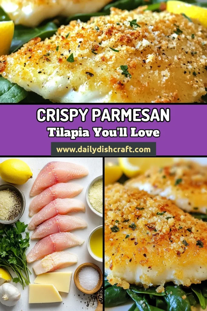 Looking for a delicious and easy tilapia recipe? Try this Parmesan crusted tilapia that’s both healthy and flavorful! This baked tilapia with Parmesan is simple to make, perfect for any weeknight dinner. Serve it alongside fresh veggies for a complete meal. Don’t miss out on this easy tilapia dinner idea that your family will love. Save the recipe now for a tasty fish dish you can whip up in no time! #ParmesanCrustedTilapia #HealthyFishRecipe #BakedTilapia #TilapiaDinnerIdeas