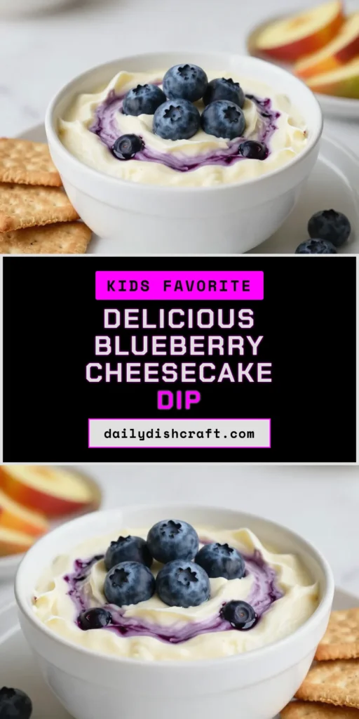 Indulge in this easy blueberry dip that transforms your snack time with a delightful taste of summer! This blueberry cheesecake dip recipe features creamy goodness with fresh blueberries and just a hint of lemon. Perfect for parties or a quick treat, this no bake cheesecake dip is a crowd-pleaser. Serve with graham crackers or fruit for an amazing dessert with blueberries. Try it today and satisfy your sweet tooth! #BlueberryCheesecakeDip #NoBake #DessertsWithBlueberries #EasyDips