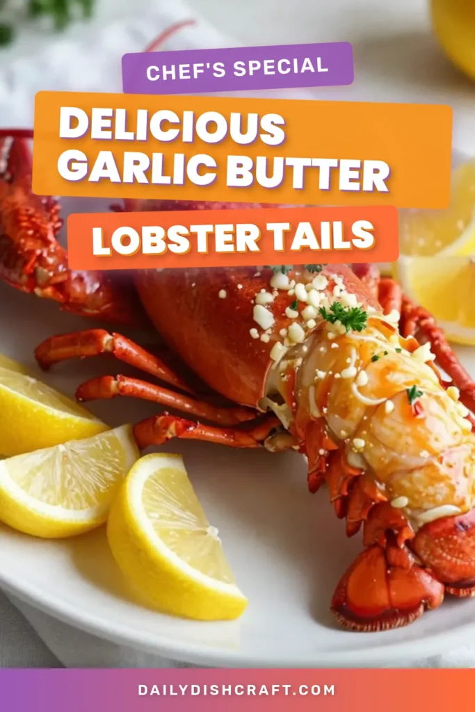 Experience the ultimate seafood dinner with these Garlic Butter Lobster Tails! This easy lobster recipe is perfect for impressing guests or a cozy night in. Our baked lobster tail recipe delivers a gourmet lobster tail dish packed with flavor thanks to the rich garlic butter. Simple to prepare and delicious, you won't want to miss this treat. Save this recipe for a memorable meal! #GarlicButterLobsterTails #SeafoodDinnerRecipes #EasyLobsterRecipe #GourmetLobsterTailDish