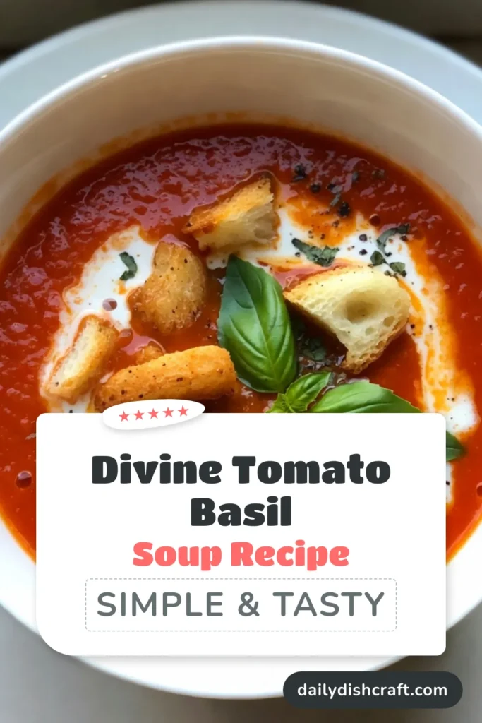 Discover the ultimate creamy tomato basil soup that&rsquo;s easy to make and bursting with flavor! This homemade tomato soup with cream features rich San Marzano tomatoes, creating a healthy basil soup recipe that warms the soul. Perfect for any occasion, it&rsquo;s the best easy tomato basil recipe for beginners and seasoned chefs alike. Try it today and savor the deliciousness! Save this recipe for later! #TomatoSoup #SoupRecipe #EasyRecipes #ComfortFood