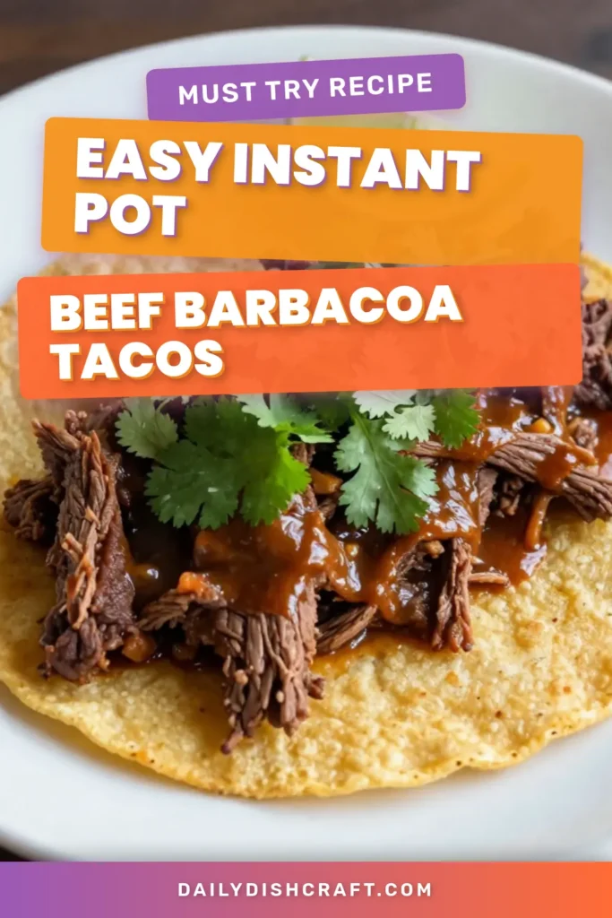 Discover the magic of Instant Pot Beef Barbacoa with our easy beef barbacoa recipe! Perfect for flavorful barbacoa beef that can be turned into pressure cooker barbacoa tacos. This recipe simplifies the process while delivering the taste you crave from a chipotle beef barbacoa recipe. Try it tonight and elevate your taco night! Save this recipe for a delicious dinner idea. #InstantPot #BeefBarbacoa #TacoNight #RecipeIdeas