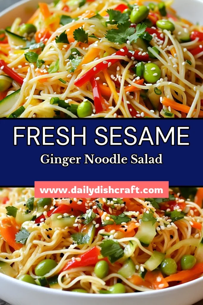 Looking for a delicious and nutritious meal? Try this Sesame Ginger Noodle Salad, a quick salad recipe packed with flavor! Made with rice noodles, fresh veggies, and a tasty dressing, this healthy noodle salad is also a vegan noodle dish that everyone will love. Perfect for lunch or dinner, it's easy to whip up and full of vibrant flavors. Save this delightful rice noodles recipe for your next meal! #NoodleSalad #VeganRecipes #HealthyEating #QuickMeals