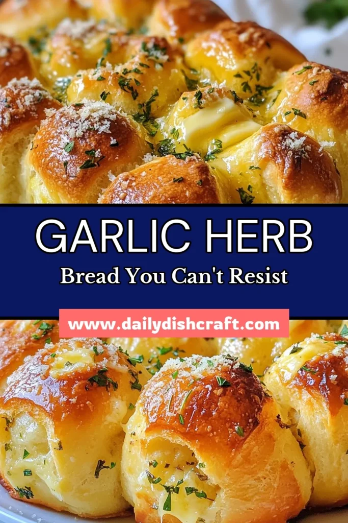 Indulge in this easy garlic herb bread recipe that's perfect for any occasion! This mouthwatering pull-apart bread is infused with garlic and fresh herbs, making it the ultimate buttery garlic bread that everyone will love. Homemade bread with herbs has never been simpler! Follow this step-by-step guide and impress your guests. Save this recipe for your next baking adventure! #GarlicBread #PullApartBread #HomemadeBread #BakingRecipes