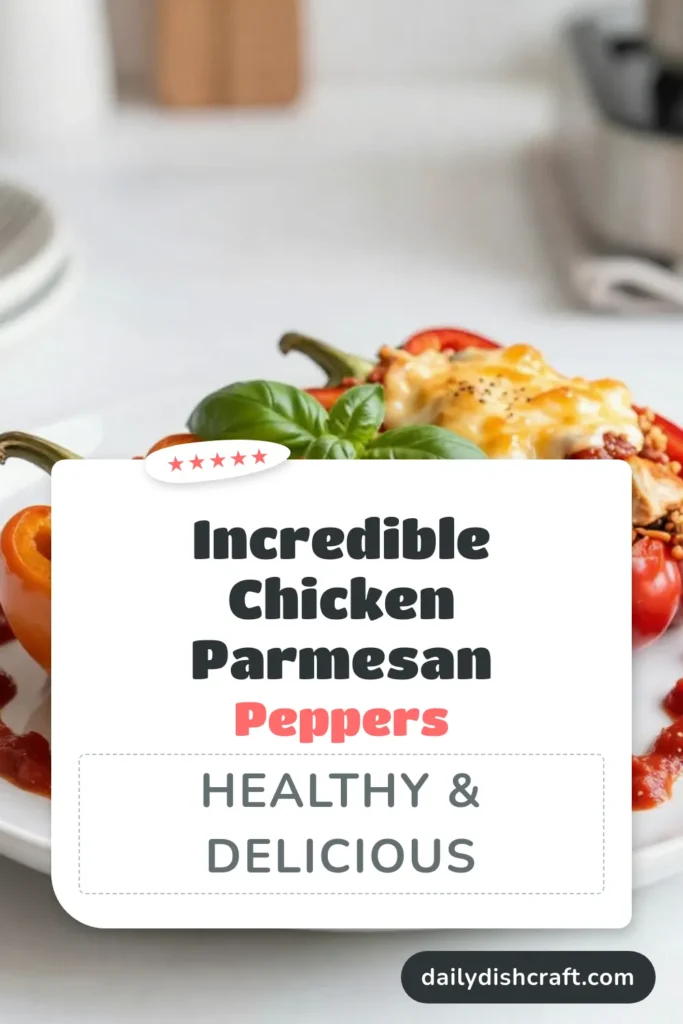Try this delicious Chicken Parmesan Stuffed Peppers recipe for an easy dinner! These healthy stuffed peppers are packed with flavor from ground chicken, marinara sauce, and melty cheese. Perfect for a quick family meal, this stuffed bell peppers recipe combines wholesome ingredients like quinoa and Italian seasoning. Satisfy your cravings and enjoy a nutritious dish that everyone will love. Save this recipe for later! #StuffedPeppers #HealthyEating #GroundChickenRecipes #EasyDinnerRecipes