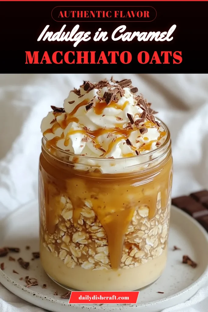 Start your day with a delicious twist on breakfast! These Caramel Macchiato Overnight Oats are a creamy, indulgent way to enjoy a healthy breakfast. This easy overnight oats recipe combines rolled oats, almond milk, and rich caramel for a delightful morning treat. Perfect for busy mornings, these instant coffee recipes are a must-try! Save this recipe to explore more healthy breakfast ideas. #OvernightOats #HealthyBreakfast #CaramelMacchiato #InstantCoffeeRecipes