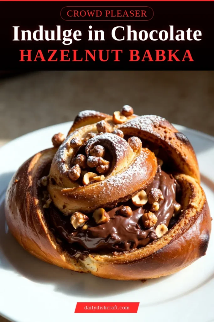 Indulge in the deliciousness of Chocolate Hazelnut Babka with this easy Homemade Babka Recipe! Perfect for chocolate lovers, this Nutella Babka features a rich chocolate hazelnut filling and a soft brioche texture that elevates your dessert game. Bake this delightful bread for your next gathering or treat yourself to a luxurious chocolate dessert. Don&rsquo;t miss out on this brioche baking recipe! Save it now! #ChocolateHazelnutBabka #Baking #DessertRecipes #Babka
