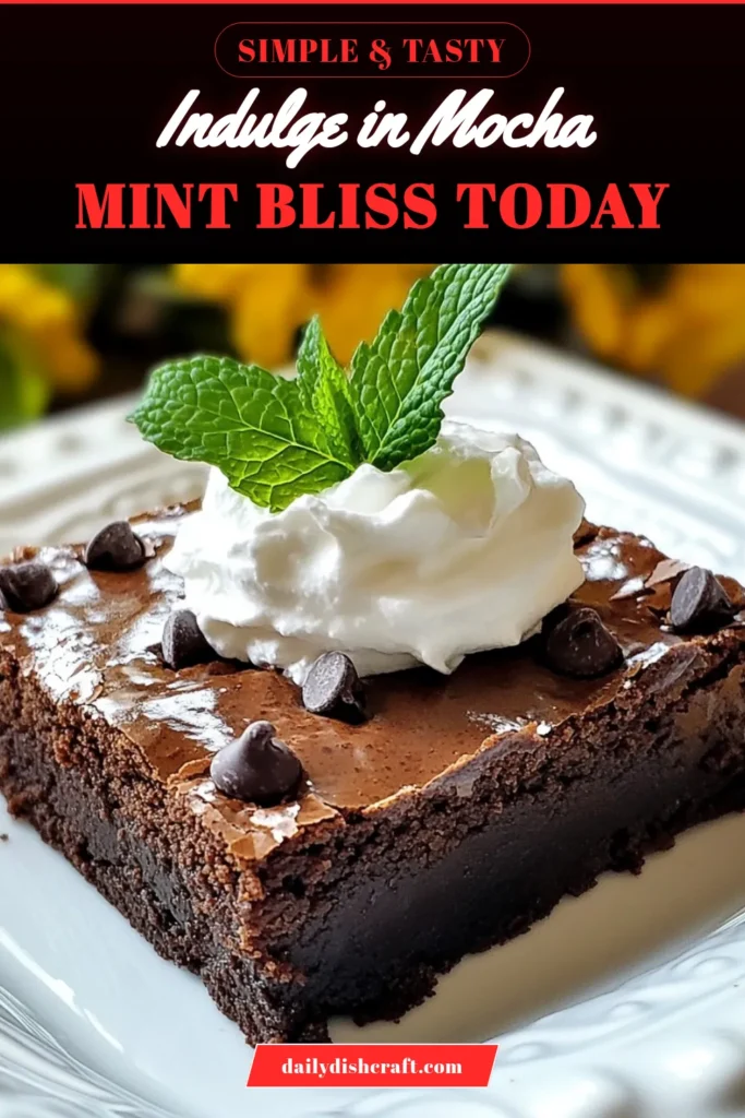 Indulge in this decadent Mocha Mint Brownies recipe that combines the rich flavors of brownies with coffee and mint. These chocolate peppermint brownies are perfect for any occasion! Enjoy easy mocha brownies that are simple to prepare and guaranteed to impress. Elevate your dessert game with this mint chocolate dessert recipe that delights the senses. Save this recipe for a delicious treat! #MochaMintBrownies #ChocolatePeppermint #MintChocolateDessert #EasyBrownies
