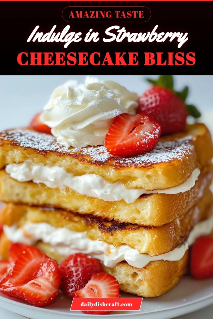Indulge in the delightful flavors of Strawberry Cheesecake French Toast, a breakfast dream come true! This easy brioche French toast recipe features cream cheese stuffed French toast, bursting with fresh strawberries and vanilla goodness. Perfect for lazy weekends, this breakfast French toast recipe is sure to impress. Try this scrumptious dish today and elevate your mornings! Save this recipe now! #StrawberryCheesecakeFrenchToast #EasyFrenchToast #BreakfastIdeas #BriocheFrenchToast
