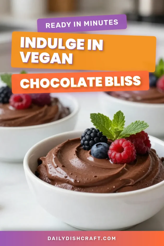 Indulge in this creamy Vegan Chocolate Avocado Mousse, a delightful avocado chocolate dessert that's both satisfying and healthy. This easy healthy chocolate mousse recipe is dairy-free and perfect for a plant-based chocolate mousse lover. With just a few simple ingredients, you can whip up this guilt-free dessert in no time. Don't miss out on this decadent treat. Try it today and enjoy a delicious, nutritious dessert! #VeganDessert #HealthyTreats #DairyFree #ChocolateDessert
