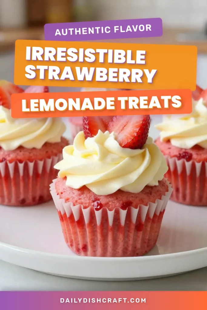 Indulge in the delightful flavors of Strawberry Lemonade Cupcakes! This easy strawberry cupcake recipe combines fresh strawberries and zesty lemon for a refreshing dessert. Topped with creamy lemonade frosting, these cupcakes are perfect for any occasion. Impress your friends and family with this delicious fresh strawberry dessert. Save this Strawberry Cupcake Recipe now and try it at home! #StrawberryLemonadeCupcakes #CupcakeRecipes #FreshDesserts #BakingJoy