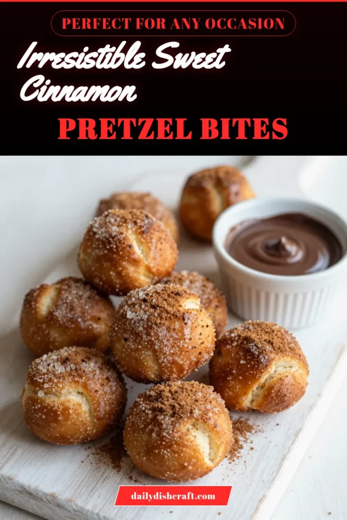 Satisfy your sweet tooth with these delicious Sweet Cinnamon Sugar Pretzel Bites! This easy pretzel recipe combines fluffy homemade pretzel bites with a delightful cinnamon sugar coating. Perfect for parties or as a tasty snack, these baked cinnamon pretzels are a hit with everyone. Try making these sweet pretzel bites today and elevate your treat game! Save this recipe now! #SweetPretzelBites #CinnamonSugarPretzels #EasyPretzelBites #BakedCinnamonPretzels