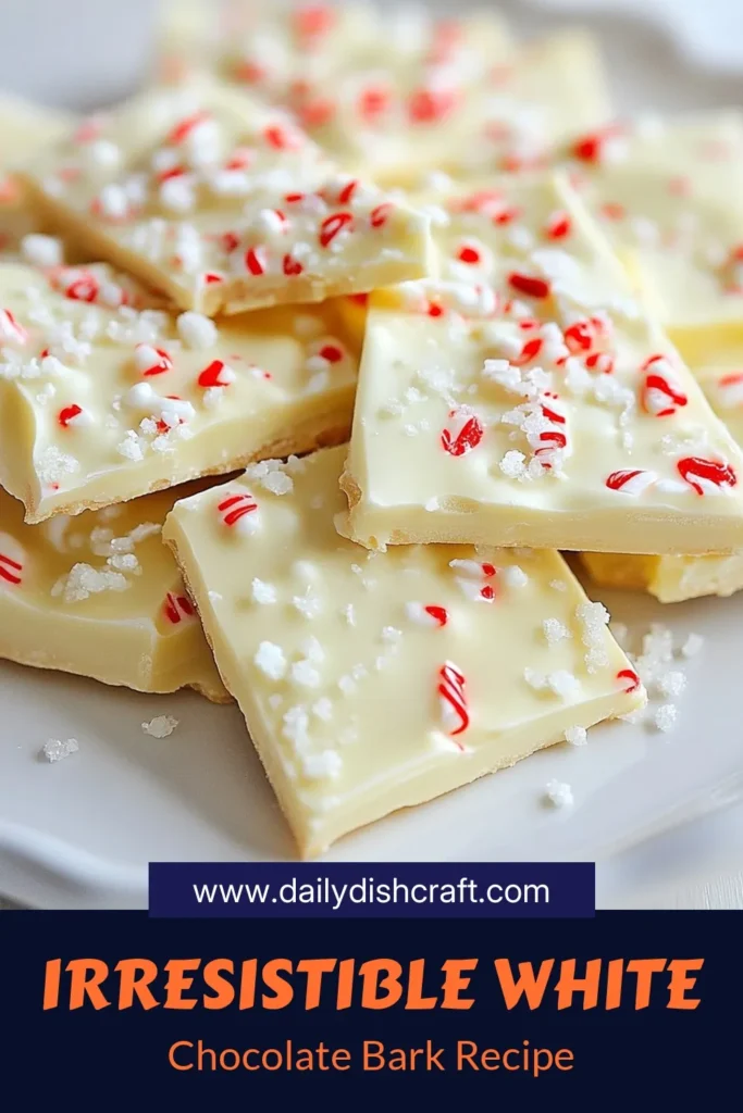 Indulge in the festive spirit with this easy white chocolate peppermint bark recipe! Perfect for holiday treats, this deliciously simple recipe combines creamy white chocolate with crunchy peppermint candies for a delightful Christmas dessert. With just a few ingredients, you can create a beautiful and tasty gift or festive platter. Try this white chocolate peppermint bark today! Save this for your holiday baking! #WhiteChocolatePeppermintBark #PeppermintBarkRecipe #EasyChristmasDesserts #HolidayTreats