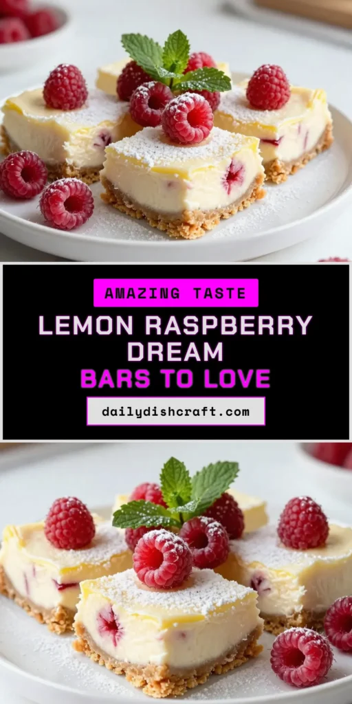 Indulge in these Lemon Raspberry Cheesecake Bars, the perfect no-bake cheesecake bars for warm weather. These easy cheesecake bars combine creamy cream cheese with fresh raspberries and a hint of zesty lemon, making them one of the most refreshing summer desserts you'll ever try. Serve them at your next gathering and watch them disappear! Save this recipe for a delightful treat! #LemonRaspberryCheesecakeBars #NoBakeDesserts #CreamCheeseRecipes #SummerTreats