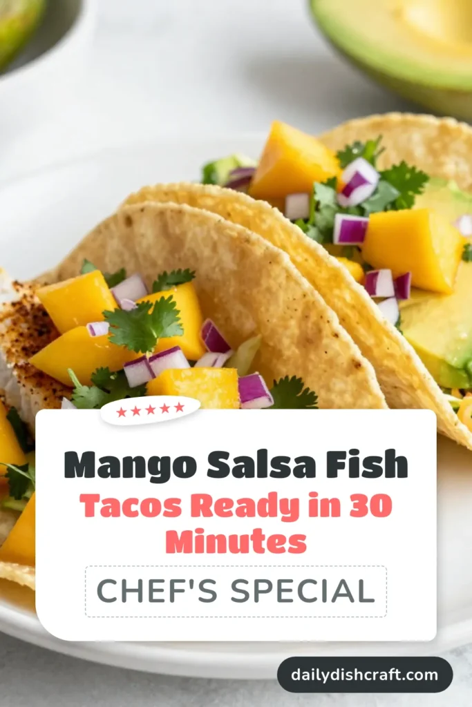 Elevate your taco night with these delicious Mango Salsa Fish Tacos! This healthy fish tacos recipe features perfectly seasoned fish topped with a vibrant mango salsa recipe that's easy to make and bursting with flavor. Perfect for any occasion, these easy taco recipes are sure to impress. Try making Mango Salsa Fish Tacos today for a delightful twist on classic tacos! Save this recipe for later! #FishTacos #MangoSalsa #HealthyEating #TacoTuesday