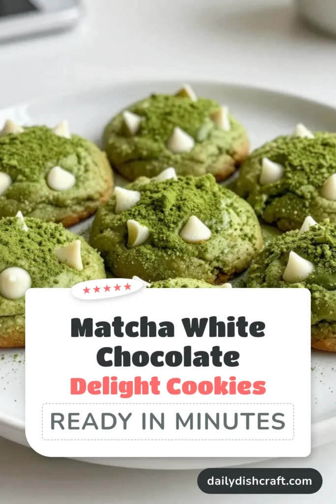 Indulge in the delightful flavor of Matcha White Chocolate Cookies with this easy matcha cookies recipe. Perfectly soft and chewy, these green tea cookies blend sweet white chocolate with the earthy tones of matcha. In just 30 minutes, you can create these easy matcha desserts that are sure to impress! Save this recipe for a delicious treat that everyone will love. #MatchaCookies #WhiteChocolateCookies #EasyDesserts #GreenTeaCookies