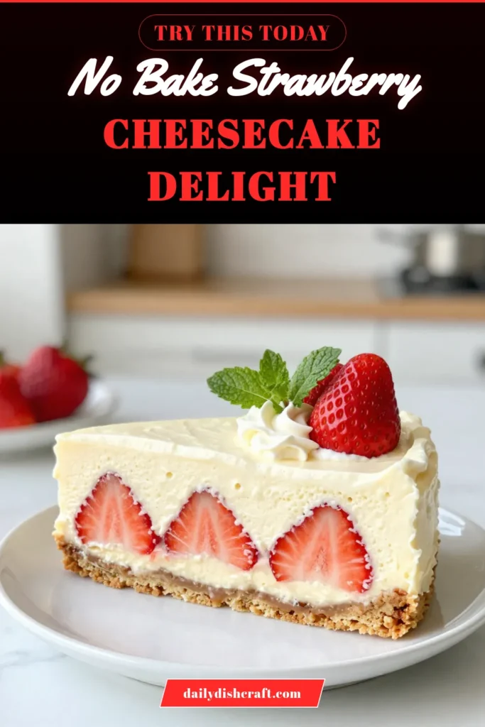 Indulge in the refreshing taste of this Strawberry Cheesecake Icebox Cake, perfect for summer gatherings! This no-bake strawberry cheesecake combines creamy layers of cream cheese and whipped cream with fresh strawberries and graham crackers, making it an easy strawberry dessert recipe you'll love. Chill and serve for a delightful treat! Save this recipe for your next summer dessert idea! #StrawberryCheesecake #NoBakeDessert #EasyDessert #SummerRecipes