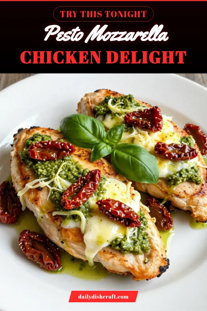 Discover the deliciousness of Pesto Mozzarella Stuffed Chicken, an effortless Italian chicken dinner that will impress your family and friends. This stuffed chicken recipe features juicy mozzarella stuffed chicken breasts filled with creamy basil pesto and sun-dried tomatoes. Perfect for a weeknight meal, this easy pesto chicken recipe comes together in just 40 minutes. Save this recipe for your next dinner! #PestoMozzarellaChicken #StuffedChickenRecipe #ItalianDinner #EasyChickenRecipes
