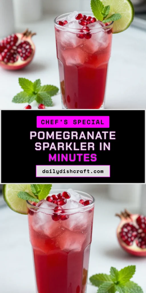 Quench your thirst this summer with a delightful pomegranate mocktail recipe! This easy mocktail recipe combines pomegranate juice and sparkling water for a refreshing summer beverage. Perfect for any occasion, this non-alcoholic drink is not only beautiful but also bursting with flavor. Serve it at parties or enjoy it on a sunny day &ndash; you won't want to miss this sparkling water cocktail! Save the recipe now! #PomegranateMocktail #NonAlcoholicDrinks #RefreshingBeverages #EasyMocktails