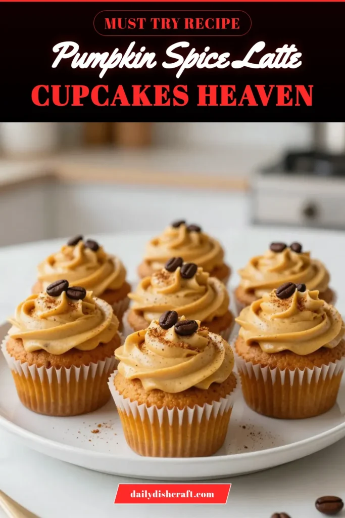 Indulge in the cozy flavors of fall with these delicious Pumpkin Spice Latte Cupcakes. Perfectly moist pumpkin cupcakes with coffee-flavored frosting make for an irresistible treat. These homemade pumpkin spice treats are a must-try in your fall cupcake recipes collection. Bake up a batch and delight your guests with these festive goodies! Don&rsquo;t forget to save this recipe for your autumn baking! #PumpkinSpiceLatteCupcakes #FallBaking #CoffeeFlavoredCupcakes #PumpkinCupcakesWithFrosting