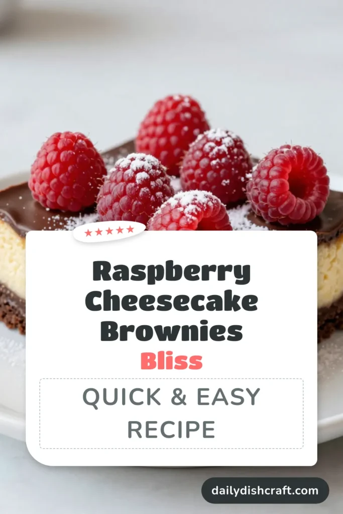Indulge in these irresistible raspberry cheesecake brownies, the perfect blend of fudgy brownie and creamy cheesecake. This easy cheesecake brownies recipe features fresh raspberries, creating a delightful chocolate raspberry dessert that's sure to impress. Get ready to savor layers of richness with every bite. Don't miss out&mdash;pin this simple and delicious recipe today! #RaspberryCheesecakeBrownies #FudgyBrownieRecipe #ChocolateRaspberryDessert #EasyCheesecakeBrownies