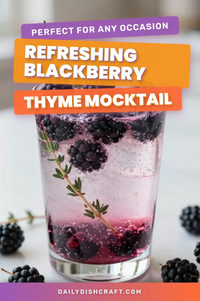 Savor the summer with this refreshing blackberry thyme mocktail! Perfect for those seeking non-alcoholic cocktails, this easy summer drink is made with fresh blackberries, aromatic thyme, and bubbly sparkling water. Elevate your gatherings with this homemade sparkling beverage that's effortless to prepare. Delight in every sip! Save this recipe for the ultimate refreshing mocktail experience! #MocktailRecipes #SummerDrinks #NonAlcoholic #HomemadeBeverages