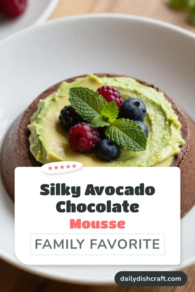 Indulge in a creamy, rich avocado chocolate mousse that's not only delicious but also a healthy chocolate dessert! This vegan mousse recipe offers a delightful twist on classic chocolate mousse with avocado, making it the perfect dairy-free dessert. Ready in just 40 minutes, this guilt-free treat will satisfy your sweet tooth. Don&rsquo;t miss out&mdash;save this recipe for a delicious and wholesome dessert! #AvocadoChocolateMousse #HealthyDessert #VeganMousse #DairyFreeDessert