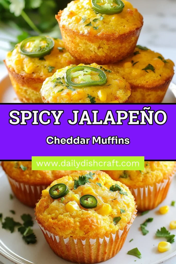 Indulge in these delicious Jalape&ntilde;o Cheddar Cornbread Muffins that are sure to impress! This spicy cornbread muffins recipe combines zesty jalape&ntilde;os and sharp cheddar cheese for a savory experience. Perfect as a side or snack, these homemade cornbread muffins are easy to make and full of flavor. Get ready to elevate your meals with this cheddar cheese muffins recipe. Try it today! #CornbreadMuffins #JalapenoCheddar #BakingRecipes #SpicyCornbread